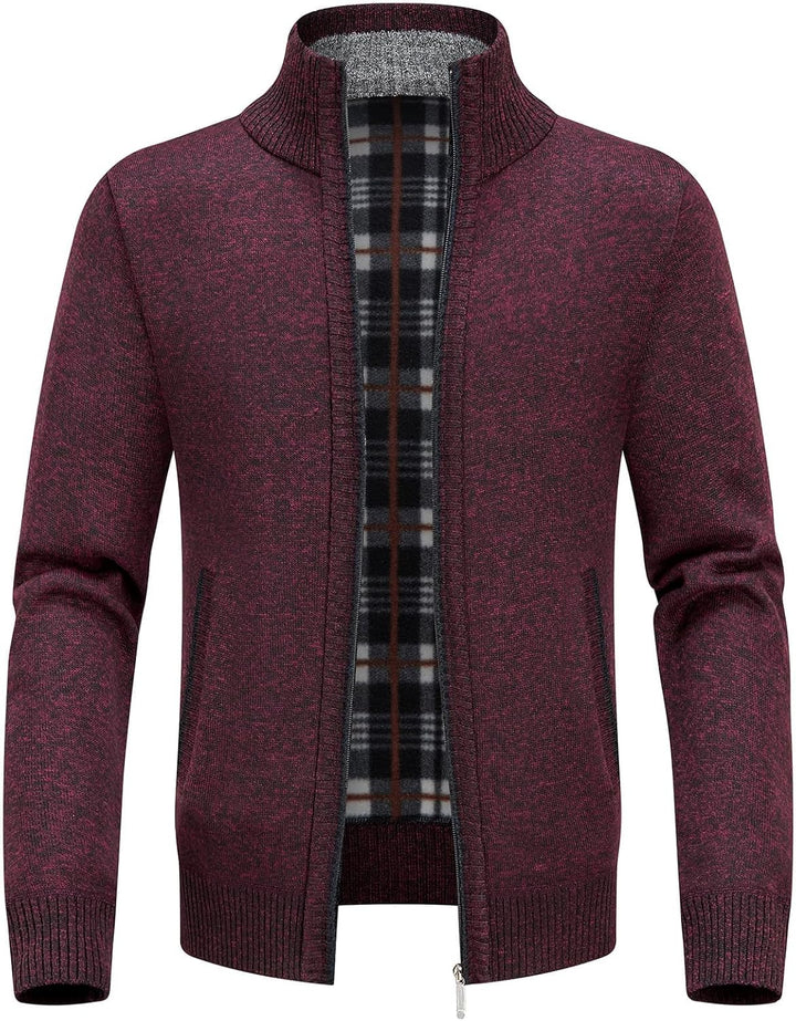 KUDORO Strickjacke Herren Cardigan Trachtenjacke mit Reissverschluss Gestrickt Wintermantel Strickja