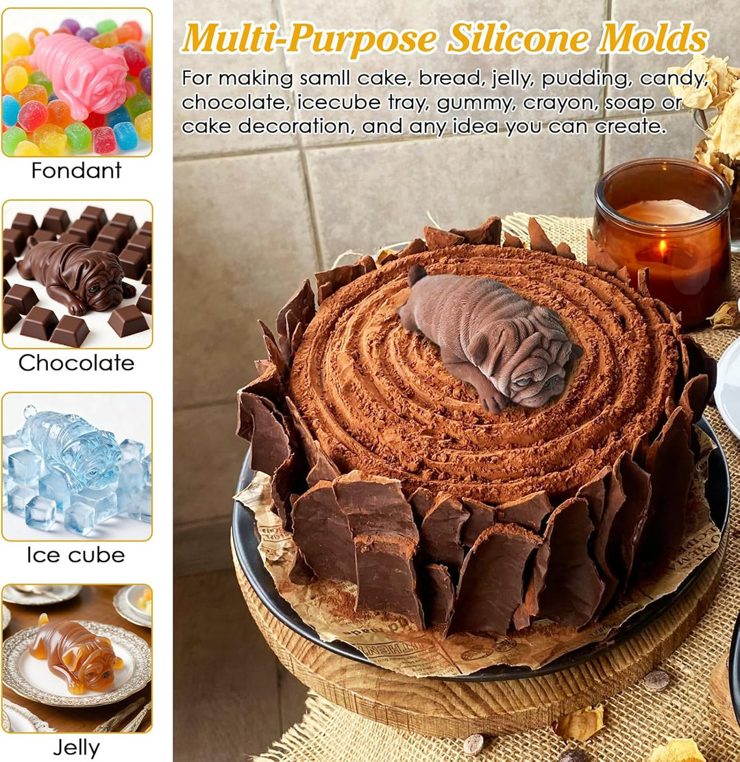 Supvox 3D Mops Hund Form Silikon Schimmel, Mousse Kuchen Schimmel, Polymer Clay Schimmel, Handwerk,