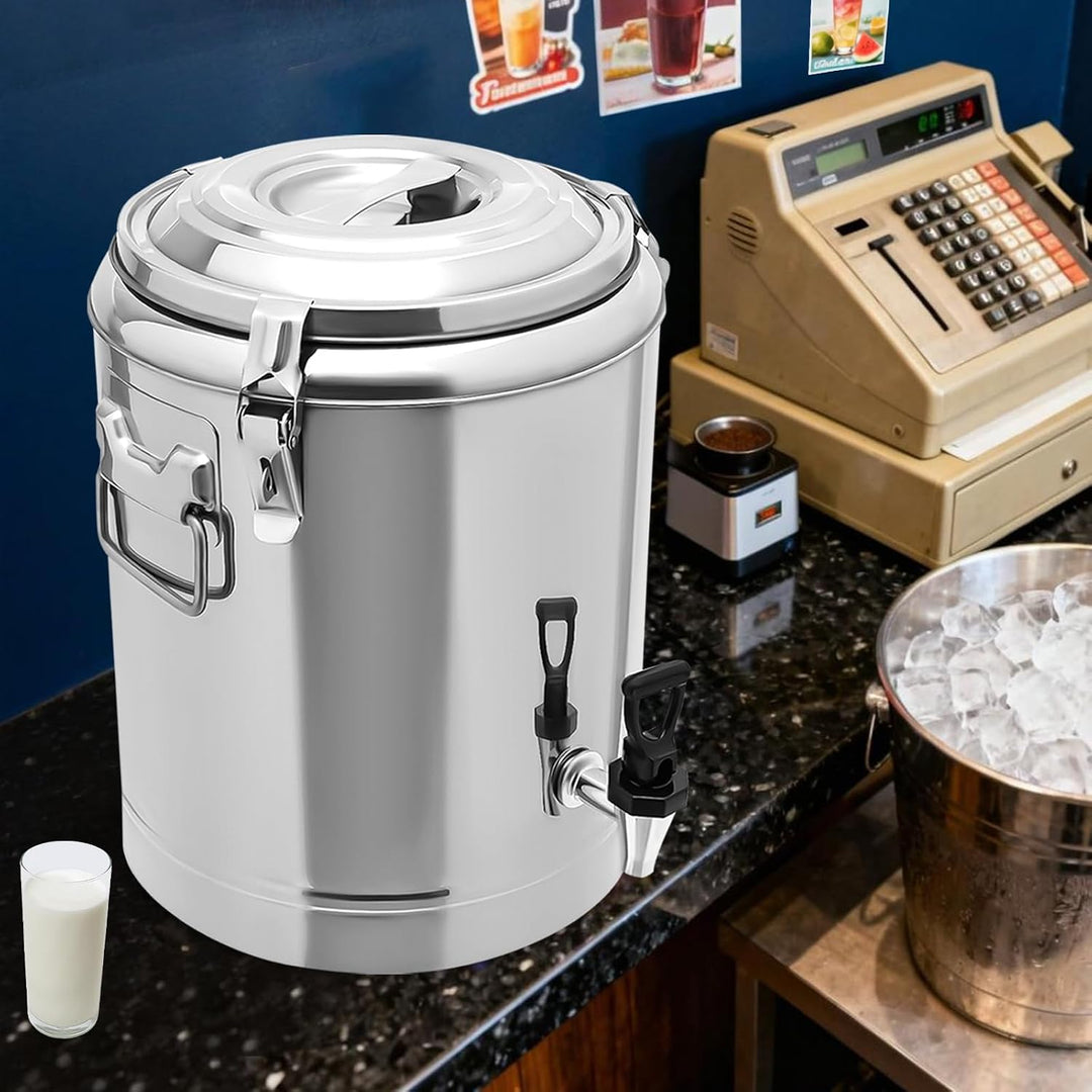 Edelstahl Thermobehälter 14L mit Hahn Isolierbehälter Gastro Glühwein | 14L Edelstahl Thermobehälter