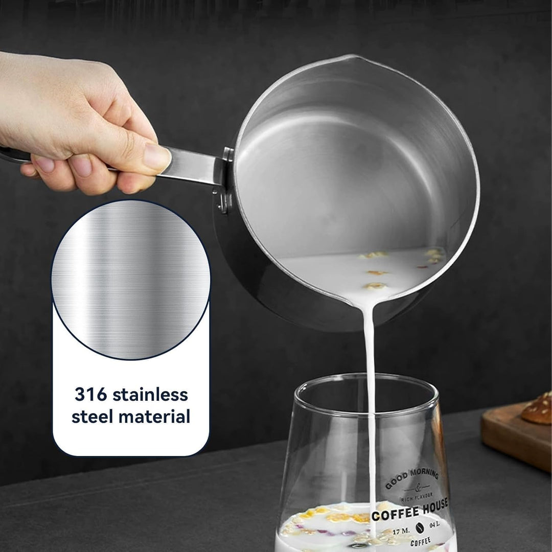 Edelstahl Mini Sauce Pfanne, 350/500ML kleiner Topf Sauce Cup Sauce Topf mit langem Griff Butter War