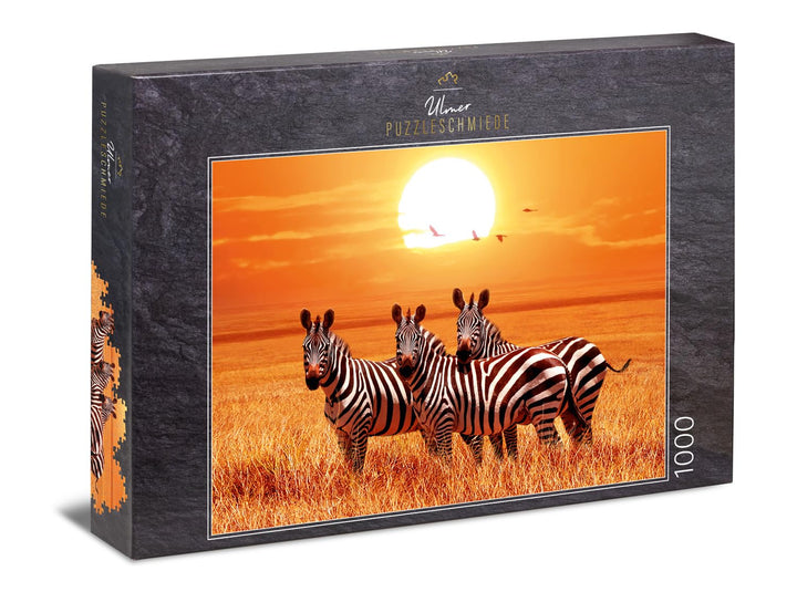 Ulmer Puzzleschmiede - Puzzle „Unter der Sonne Afrikas“ - Klassisches 1000 Teile Wildlife-Puzzle, Ma