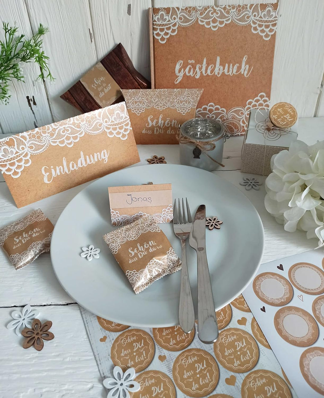 Logbuch-Verlag 50 Schön dass Du da bist kleine Gastgeschenke Schachteln weiss natur 15 x 10 x 3 cm H