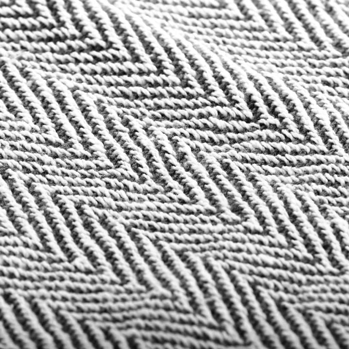 vidaXL Überwurf Baumwolle Fischgrätmuster 220x250cm Marineblau Tagesdecke 220 x 250 cm Marineblau, 2