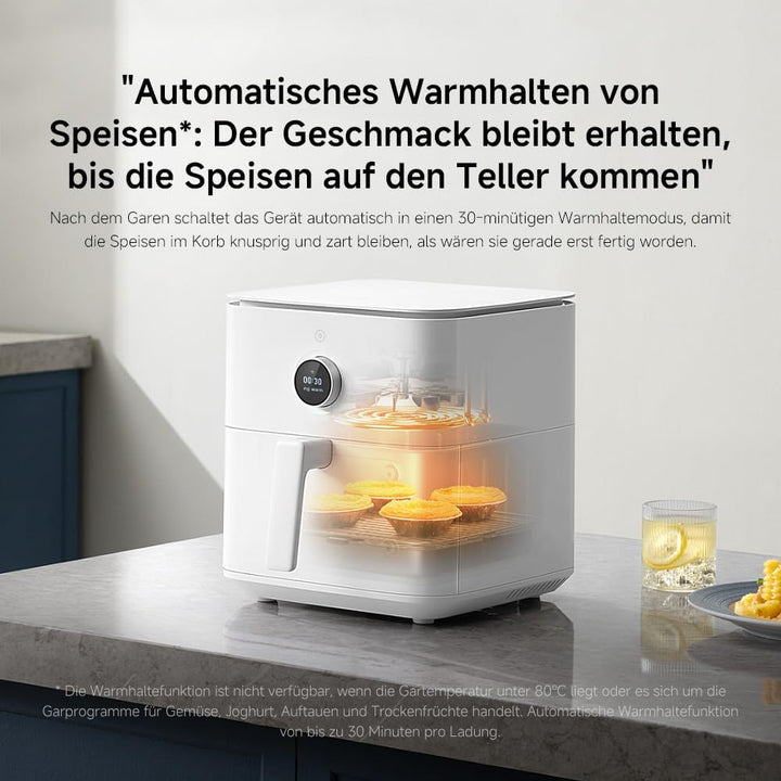 Xiaomi Heissluftfritteuse 6,5L XXL Smart Air Fryer Heissluft Fritteuse, 11 Programmen, Vorheizen&War