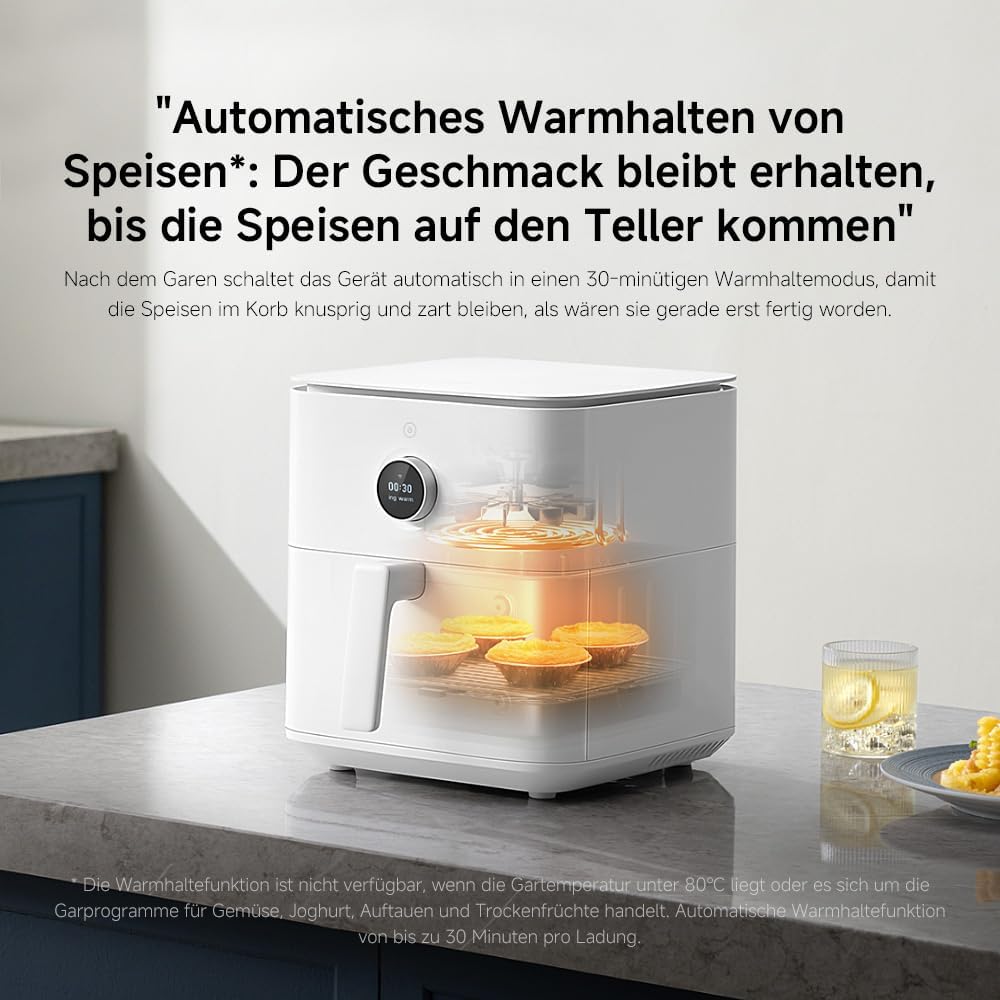 Xiaomi Heissluftfritteuse 6,5L XXL Smart Air Fryer Heissluft Fritteuse, 11 Programmen, Vorheizen&War