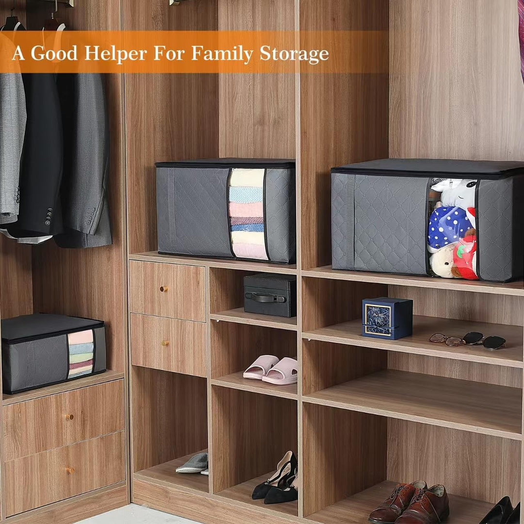 6 Stück 35L Aufbewahrungstasche, Aufbewahrungsbox mit Deckel, Grosse Kleideraufbewahrung Umzugskarto