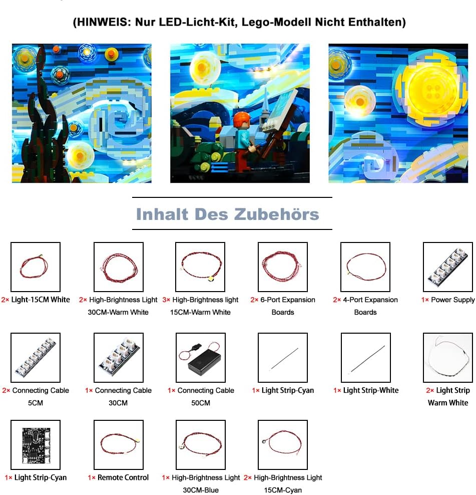 Led Licht Set für Lego Starry Night Sammelbausatz (Lego-Modell Nicht enthalten), Fernbedienung DIY B