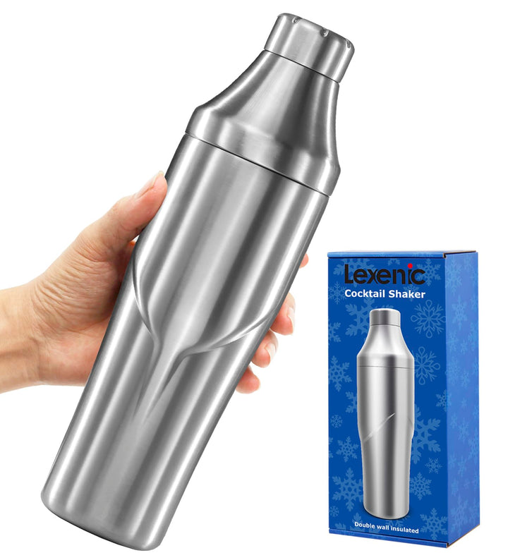 Lexenic Premium Cocktail Shaker 24oz - Vakuum isoliertes Martini Shaker, Spoon &amp; Jigger Kit - 18/8 E