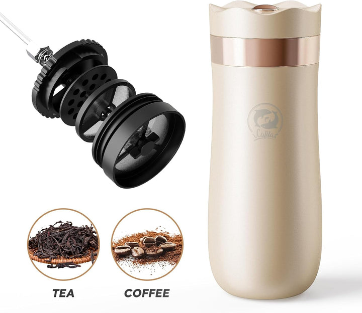I Cafilas 2-in-1 Edelstahl Thermosbecher mit French Press - 350ml (12oz), Isolierter Reisekaffeebech