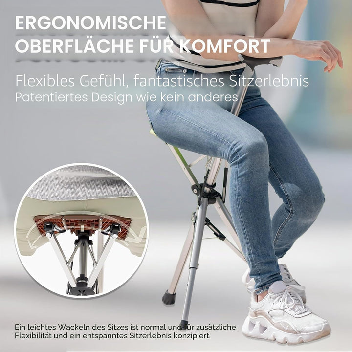 STEP2GOLD TA-Da Chair - Gehstock mit Sitz, ultraleichter Aluminiumrahmen &amp; robuster Klapphocker (bis