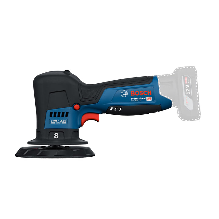 Bosch Professional 12V System Akku-Polierer GPX 12V-125 (inkl. Baretool mit montiertem 125 mm Klett-