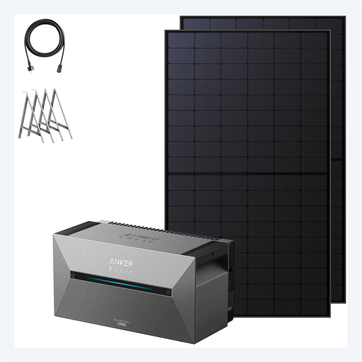 Anker SOLIX 2 Pro Solarbank+ 2× 500W Panel, Plug&amp;Play Balkonkraftwerk | Balkonkraftwerk mit Speicher