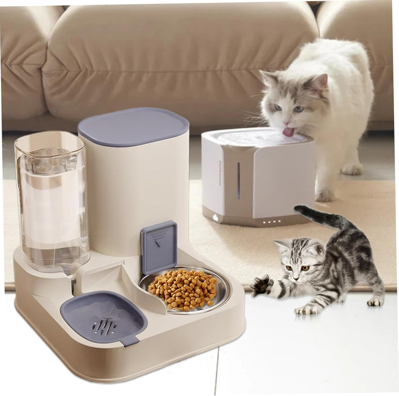 Automatische Katzenfutterautomat 2 in 1 Edelstahl- und PP -Katze -Feeder- und Wasserspender Abnehmba