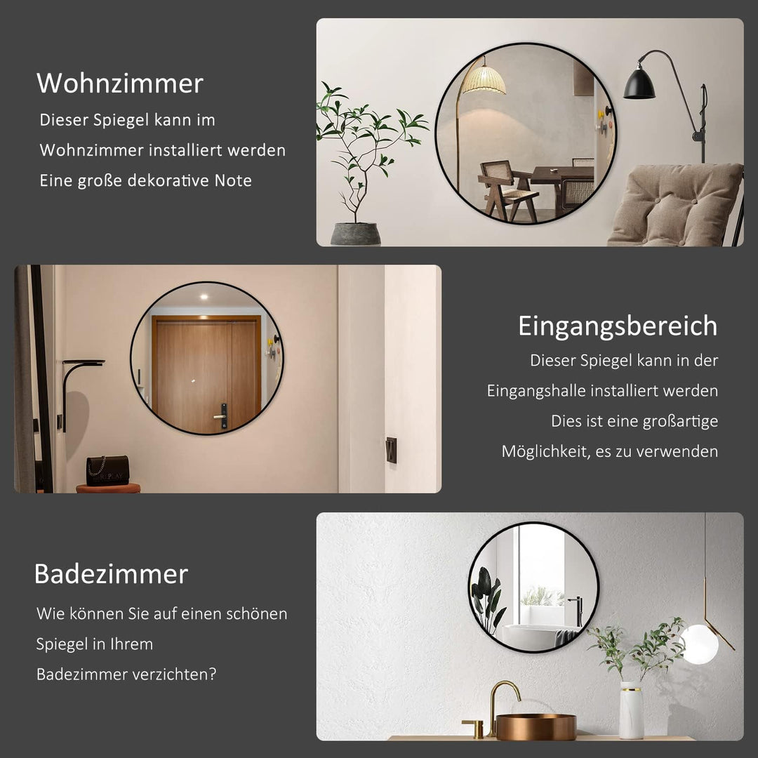 Goezes Runder Spiegel Schwarz 50cm Rund Badspiegel Badezimmerspiegel Schwarz Metallrahmen Spiegel De