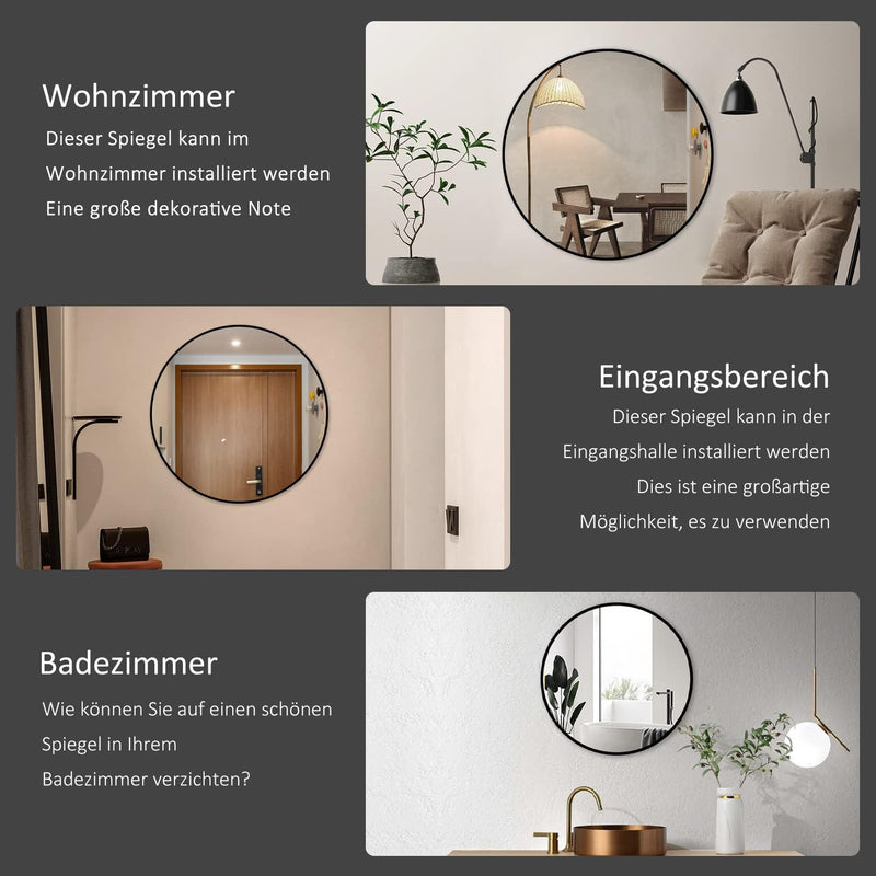 Goezes Runder Spiegel Schwarz 60cm Rund Badspiegel Badezimmerspiegel Schwarz Metallrahmen Spiegel De