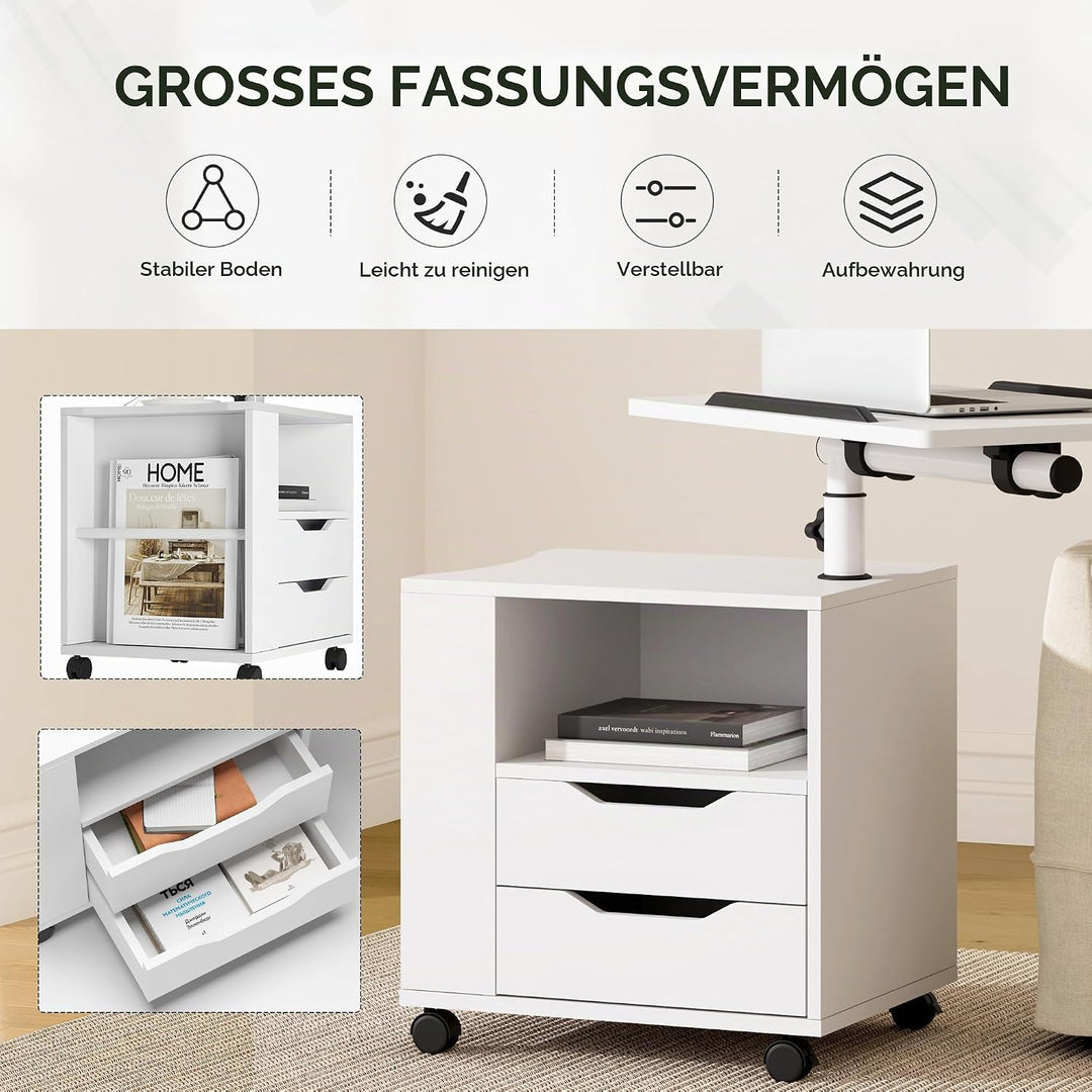 soges Betttisch Laptoptisch Sofatisch aus Holzwerkstoffen hochverstellbar mit drehbar Tischplatte ge