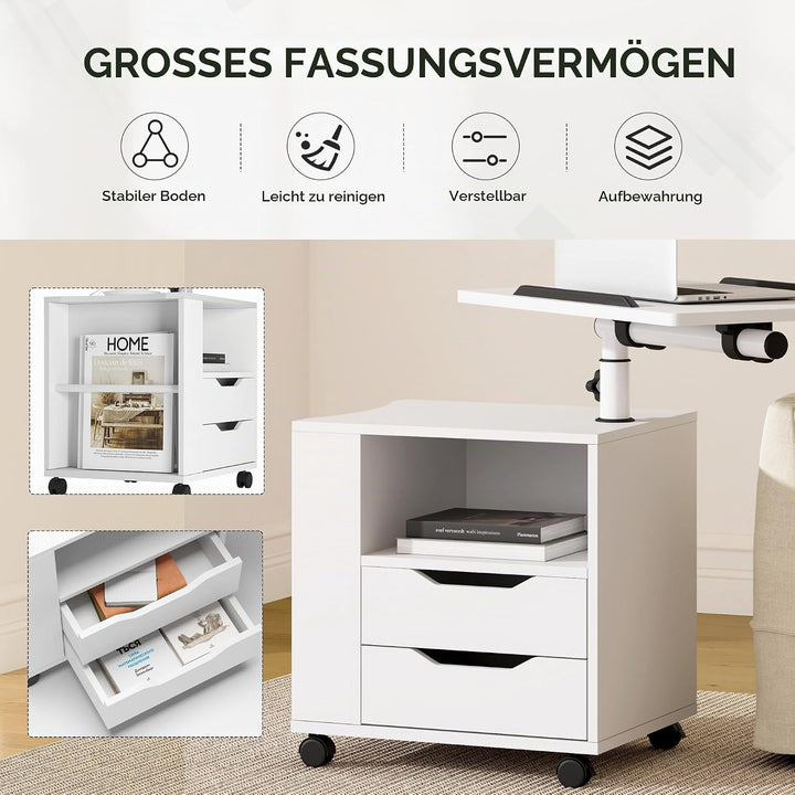 soges Betttisch Laptoptisch Sofatisch aus Holzwerkstoffen hochverstellbar mit drehbar Tischplatte ge