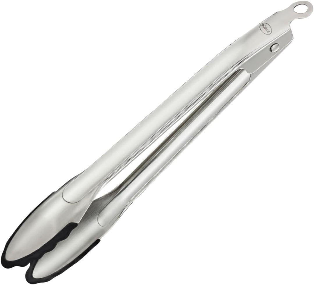 RÖSLE Gourmetzange Silikon, Hochwertige Küchenzange mit Silikonrand und patentiertem Verschlusssyste