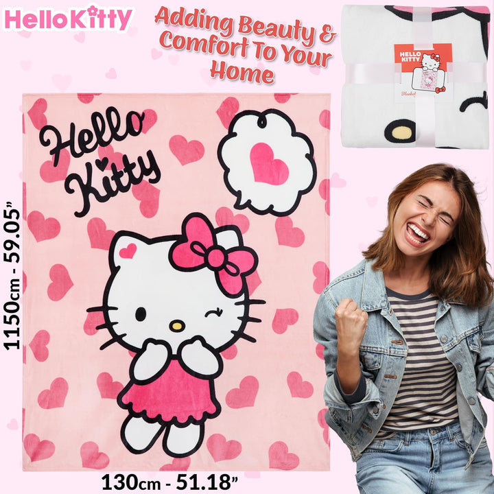 Hello Kitty Kuscheldecke, Flauschige Fleecedecke 150 x 130 cm - Geschenke für Frauen