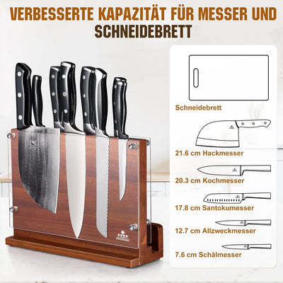 ENOKING Spitzenklasse Plus Messerblock Magnetisch, Magnetischer Messerblock mit Schutz, Hochwertiges
