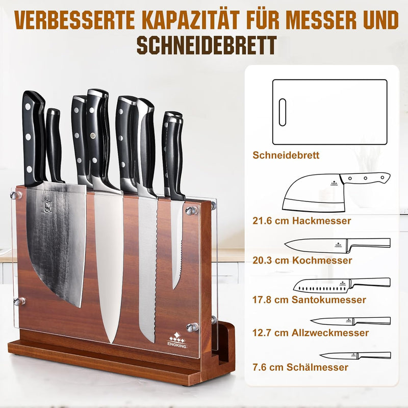 ENOKING Spitzenklasse Plus Messerblock Magnetisch, Magnetischer Messerblock mit Schutz, Hochwertiges