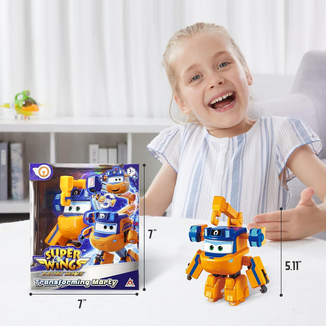 Super Wings Transformations-Flugzeug Supercharged Marty, ca. 12,7 cm grosse Spiel-Figur für Kinder,