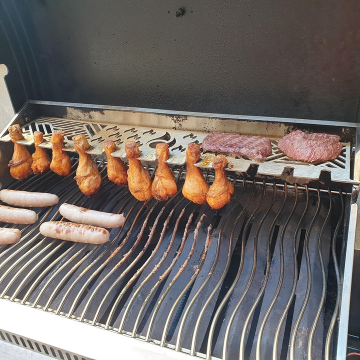 Grillrost.com Das Original Edelstahl Multistation | Warmhalterost für Napoleon Triumph 495 | mit Dru