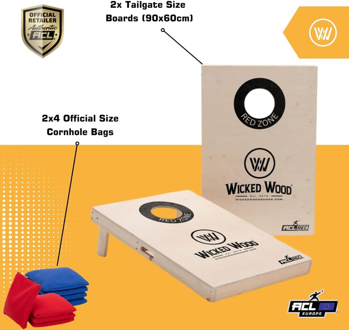 Offizielles Cornhole Set 90x60cm - 2x4 Cornhole Säckchen - EIN offiziell ACL-lizensiertes Set of Cor