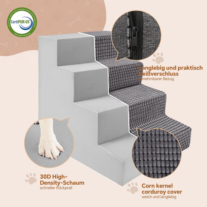 Sytopia Hundetreppe 4 Stufen, 45,7 cm hoch, bis 35 kg, Haustiertreppe für kleine/mittelgrosse Hunde