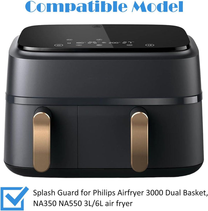 Spritzschutz Zubehörset für Philips Airfryer 3000 Doppelkorb, NA350 NA550 3L/6L Heissluftfritteuse E