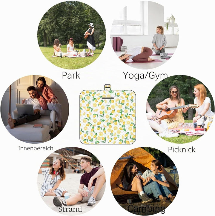 Picknickmatte 2mx2m (Zitrone) – Grosse Faltbare wasserdichte Picnic Blanket - Outdoor Krabbeldecke &