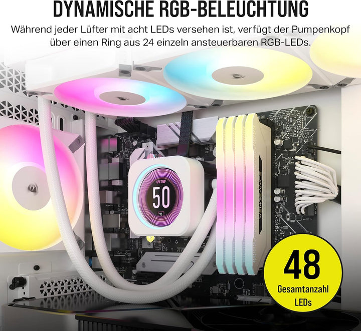 Corsair iCUE H150i Elite LCD XT Flüssig-CPU-Kühler - IPS-LCD-Bildschirm - DREI AF120 RGB Elite-Lüfte