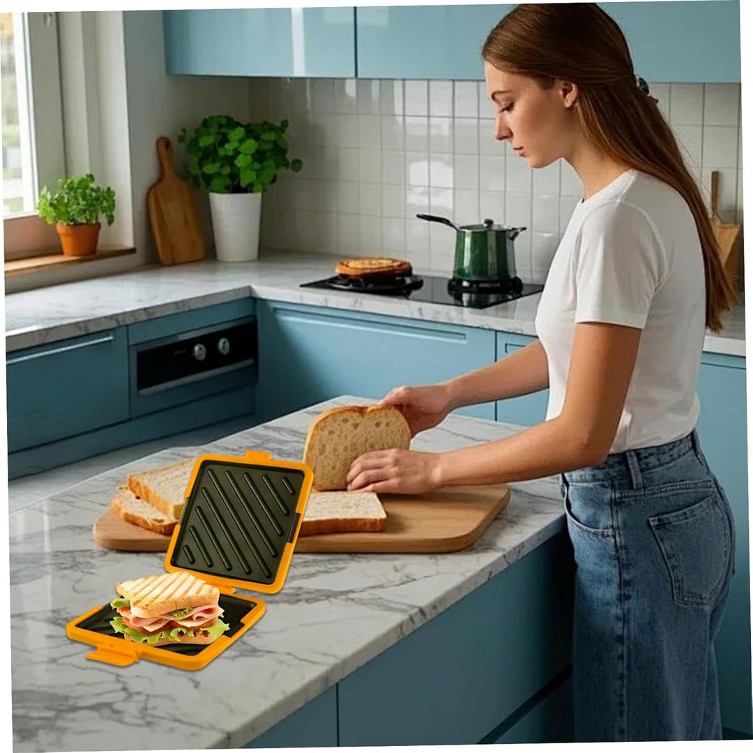 Mikrowellen-Sandwich-Maker, lebensmittelechte Antihaft-Sandwichpresse, integrierter Anschluss, spülm