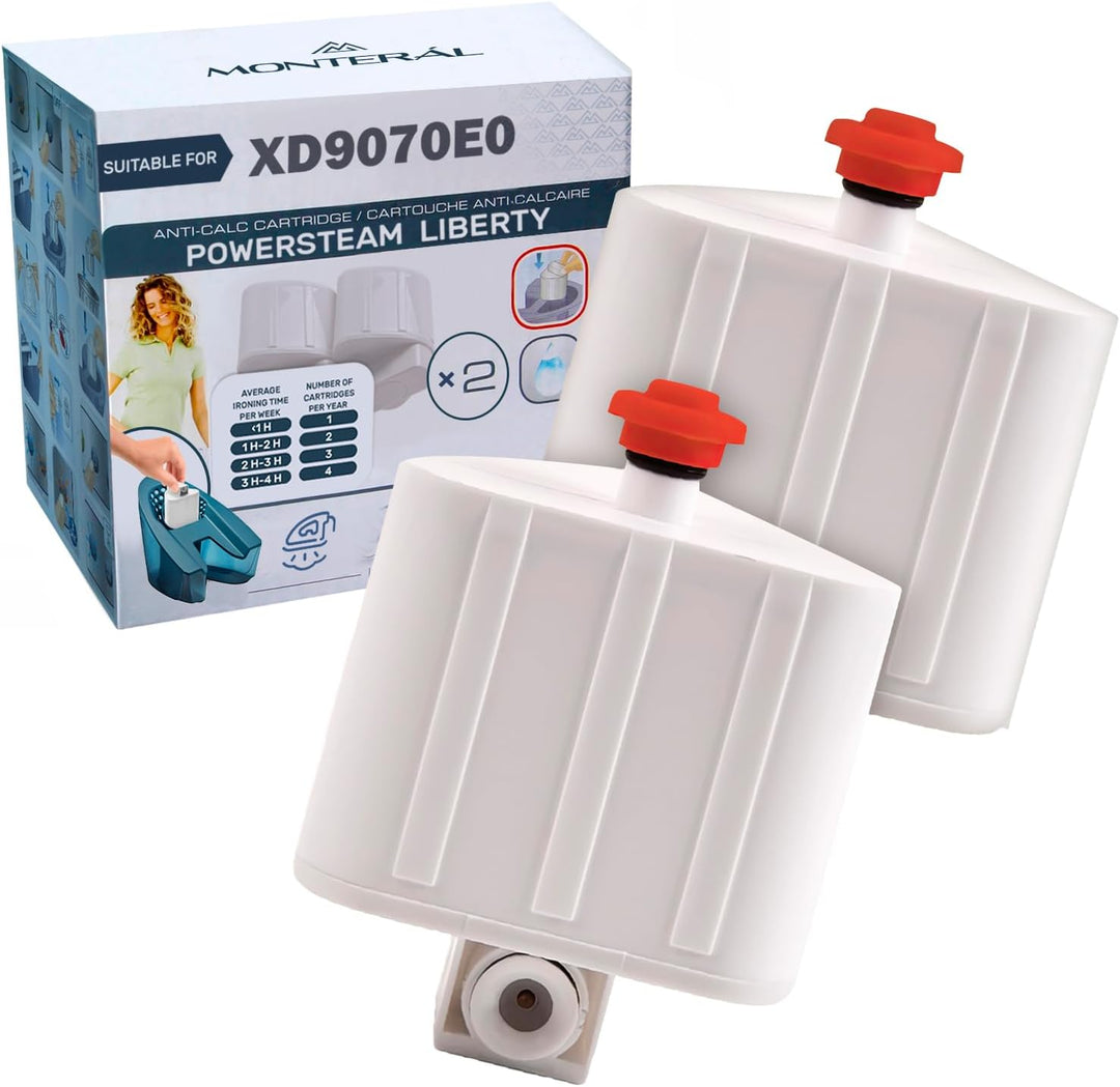 MONTERAL XD9070E0 für Tefal Liberty Powersteam Anti Calc Cartridge Set 2 Passend für Rowenta Dampfbü