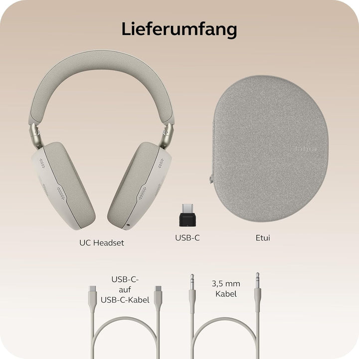 Jabra Evolve3 85 Over-Ear Bluetooth Headset kabellos mit Mikrofon für Büro, USB-C, KI-Sprachanruf, A