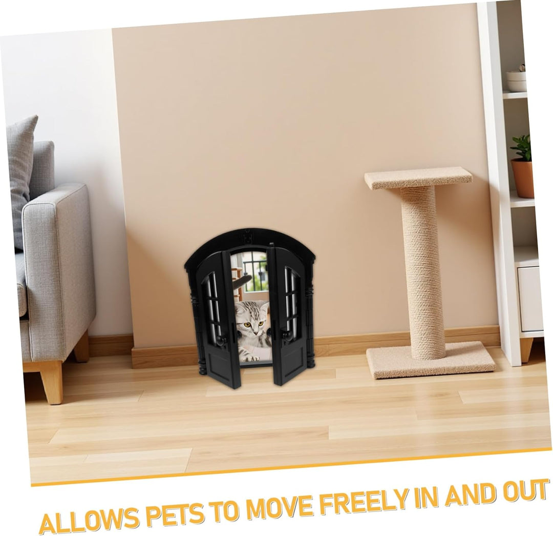 TOYANDONA Pet Gate mit Katzenklappe Doppelt Öffnende Innentür für Katzen und Kleine Hunde Einfache W