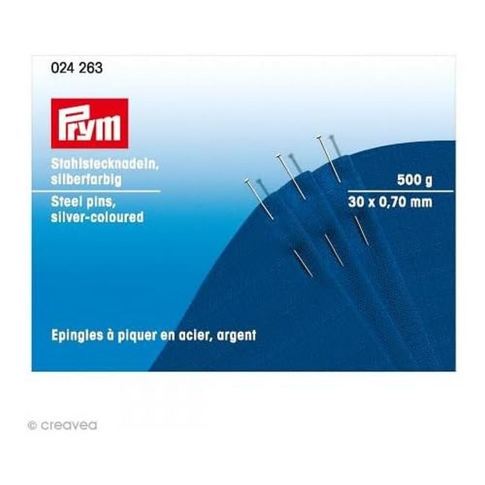 Prym 024263 Stecknadeln, 0,70 x 30mm, silberfarbig, 500g, Pappdose 30 x 0,70mm, 30 x 0,70mm
