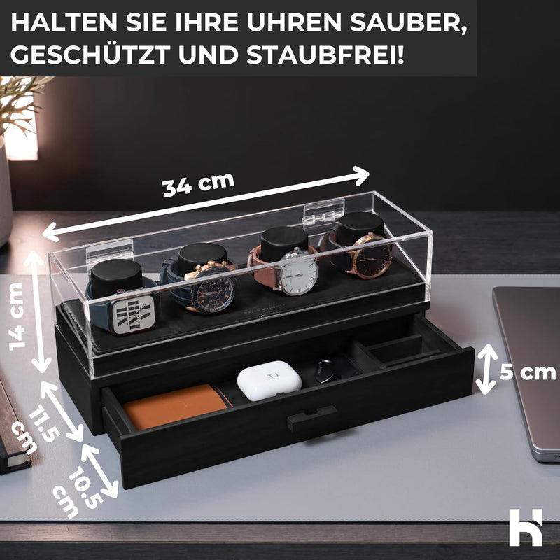 Holme & Hadfield Uhrenbox Herren Holz - Watch Box Uhrenaufbewahrung für Männer - Uhrenkasten Holz fü