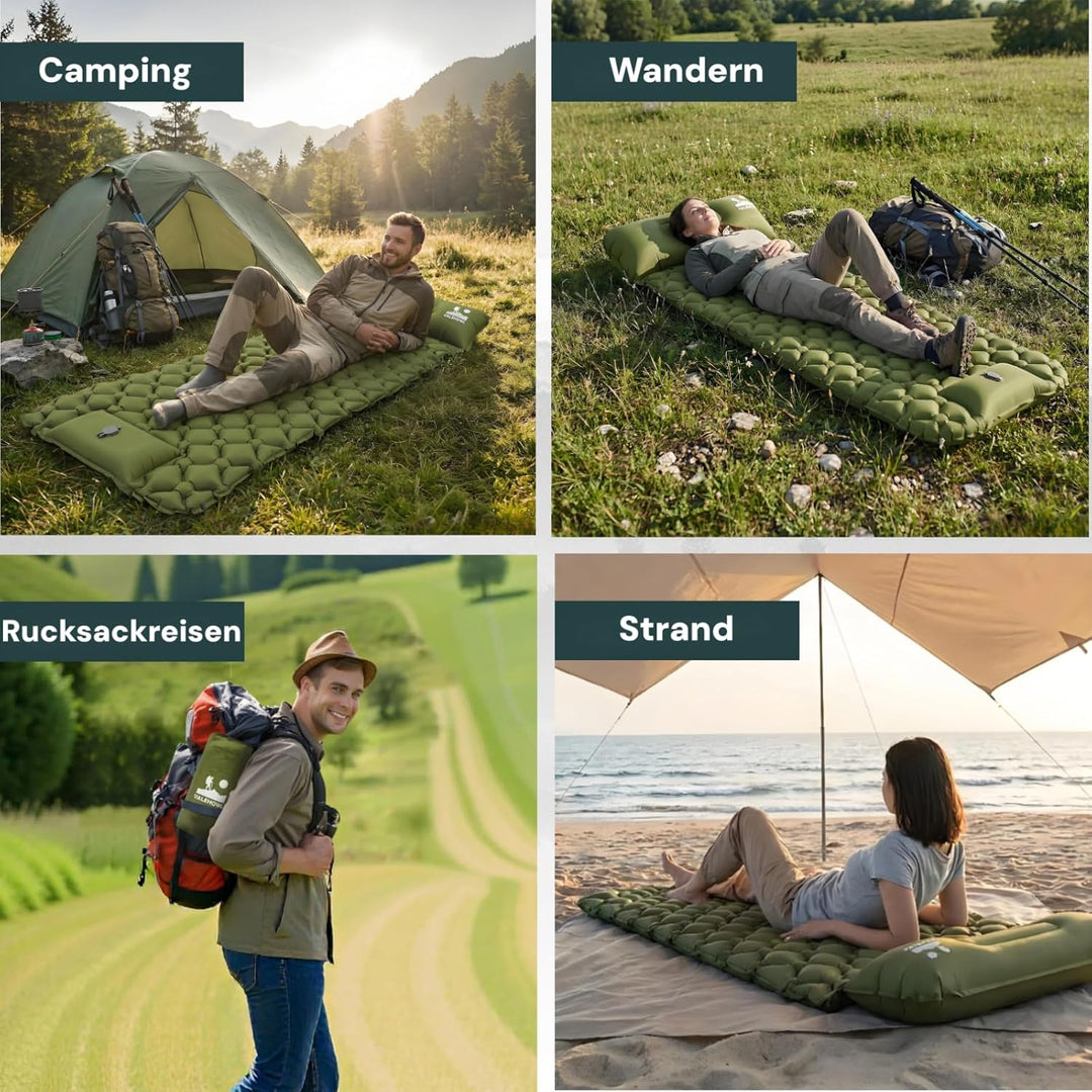 800g Ultraleichte Aufblasbare Isomatte für Camping – R-Wert 3,0 für 4 Jahreszeiten, Langlebige wasse