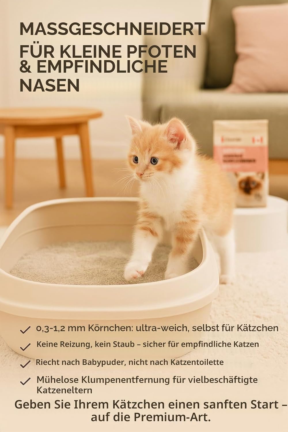 Flamingo Katzenstreu - katzenstreu klumpstreu - Babypuderduft - 12L (12KG) für 10 Wochen - Herkunft