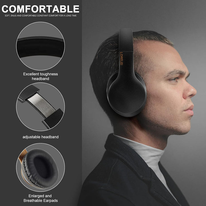 LORELEI X6 Over-Ear Headphones with Microphone, Lightweight Foldable & Portable Stereo Bass Headphon