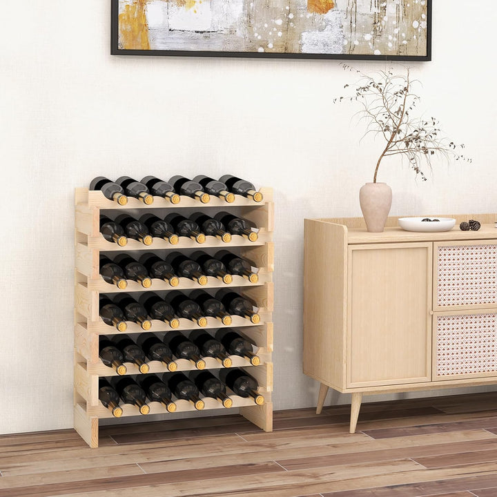 GIANTEX 36 Flaschen Weinregal, Flaschenregal Massivholz, Weinständer freistehend, Weinflaschenhalter