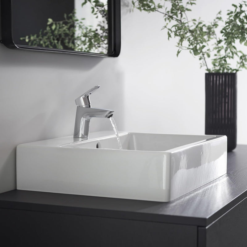 hansgrohe Wasserhahn Logis für Niederdruck (Armatur mit Auslauf Höhe 70mm und Push-Open Ablaufgarnit