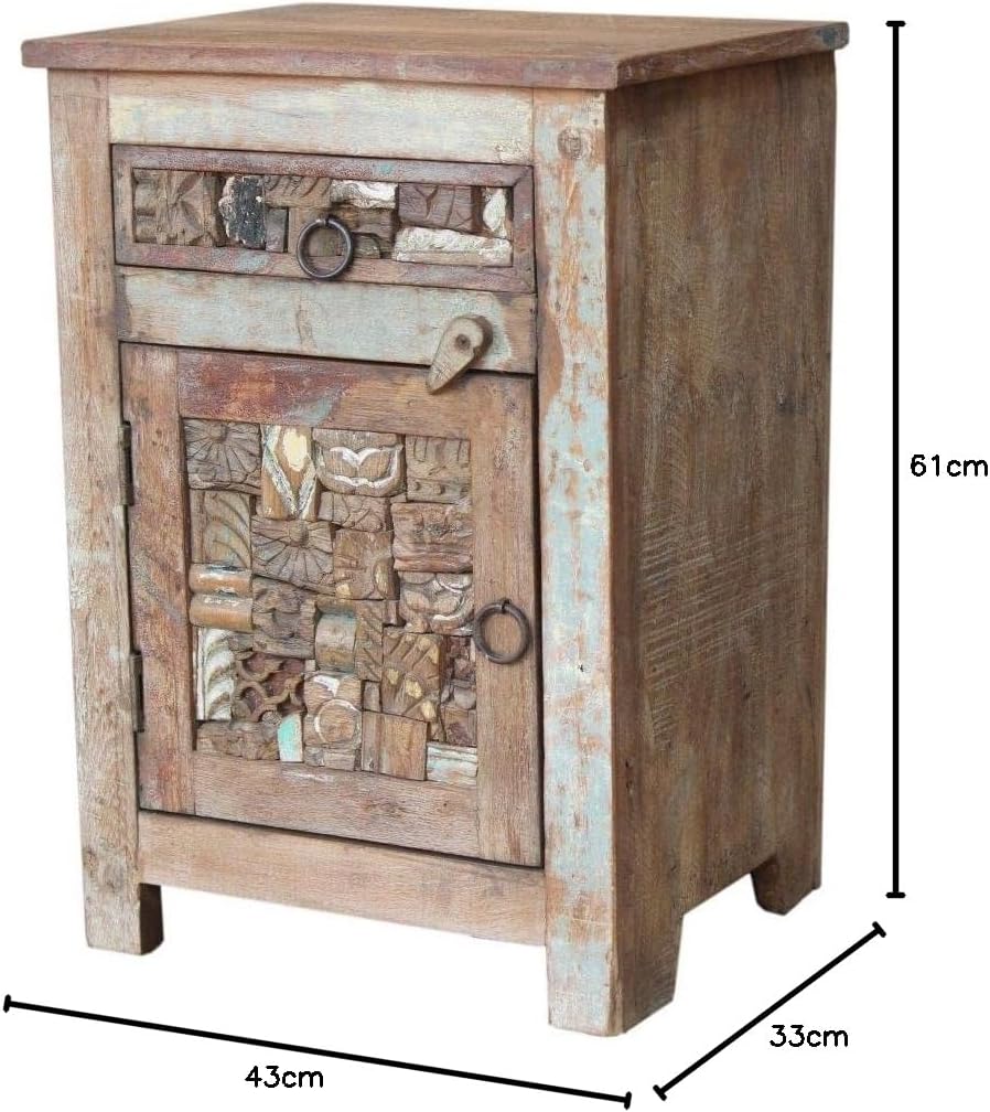 GURU SHOP Vintage Beistellschrank, Kommode, Nachttischschrank, Flurschrank - Modell 84, 61x43x33 cm