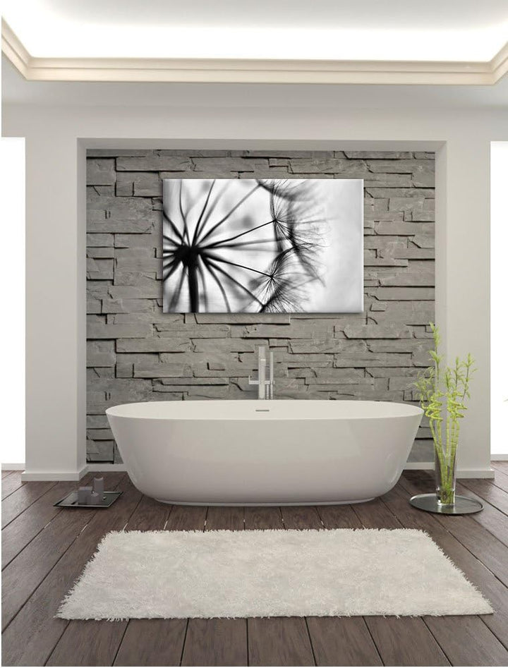 Pixxprint Weisse Pusteblumen/Format: 100x70cm / Leinwandbild fertig bespannt Wandbild Kunstdruck, 10