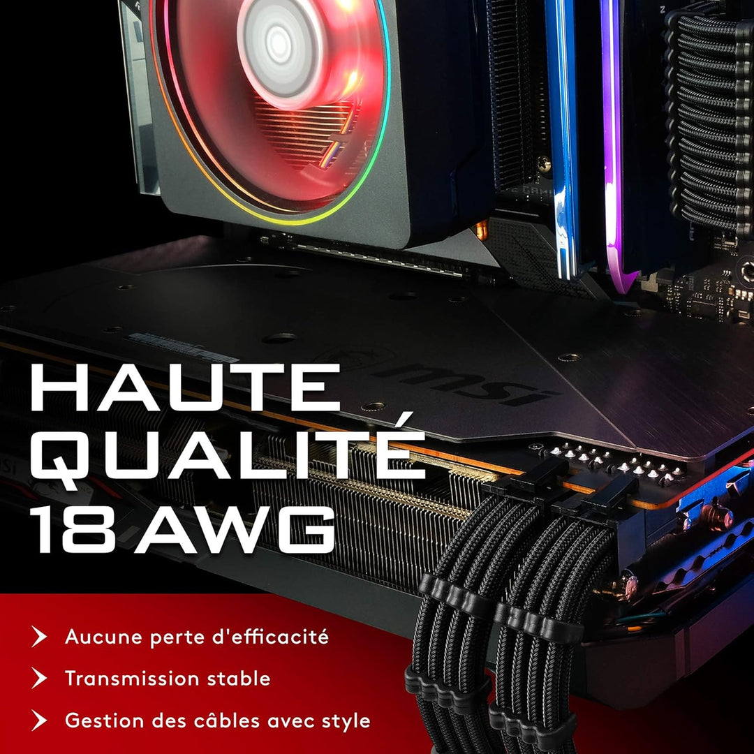 EZDIY-FAB PSU Verlängerungskabel ummantelt, Mod Custom GPU PC, Stromversorgung aus weichem Nylon, ge