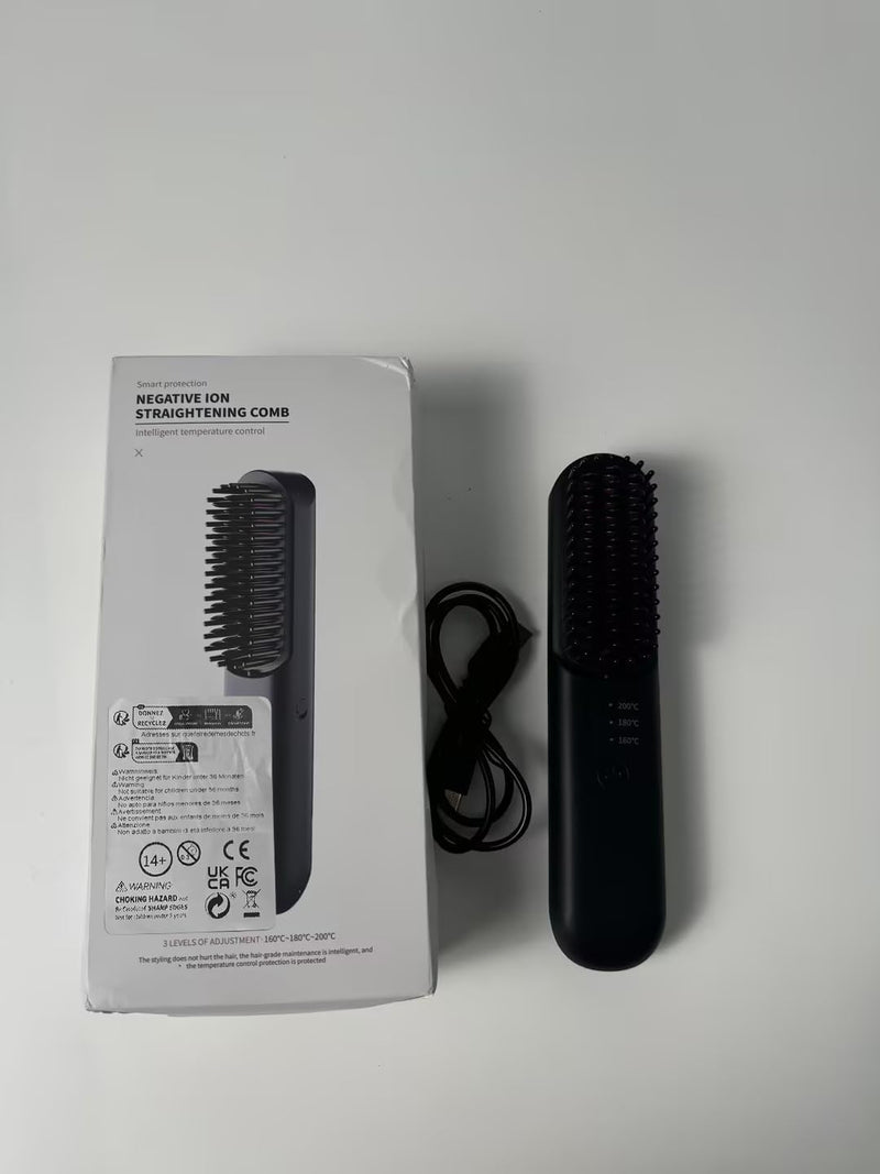 HyAdierTech Haarglätter Bürste, Kabellose Glättbürste, Professionelle Haarglätterbürste, Mini Tragba