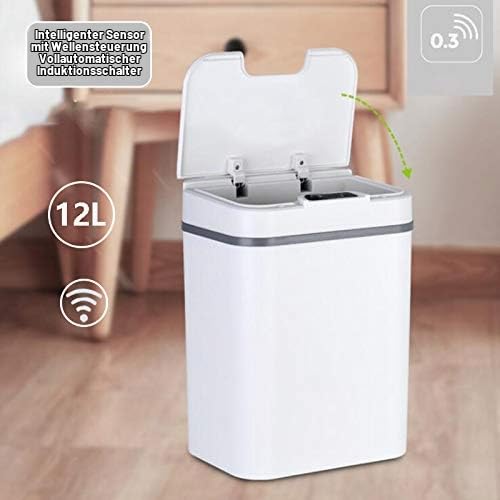Automatischer Mülleimer Berührungsloser Infrarot-Bewegungssensor-Mülleimer 12L (Weiss), Wei&amp;