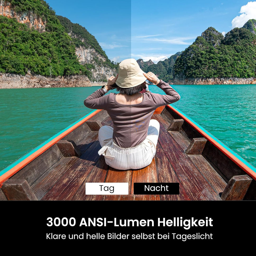 HAPPRUN Smart Beamer mit 3000 ANSI Lumen, Offiziellem Google TV, 4K-Unterstützung, Dolby Audio, Auto