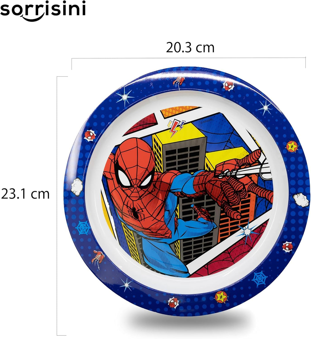 Sorrisini Kindergeschirr Set Spiderman, Wiederverwendbares Babygeschirr Set, Kinder Essgeschirr, Mic